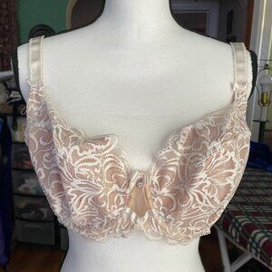 70GG (32GG) Ewa Michalak BM Antonina Beige and White Stretch Lace Bra Polish EUC